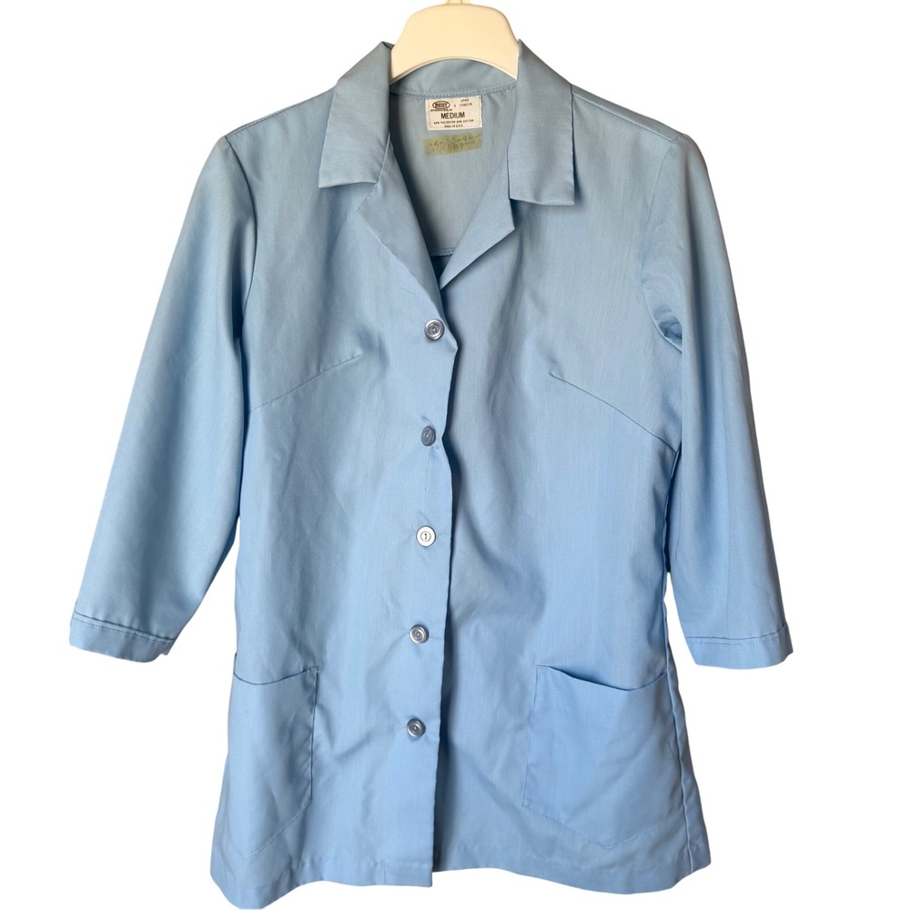 Vintage Best Manufacturing Light Blue Work Smock Lab Coat, Made in USA, M